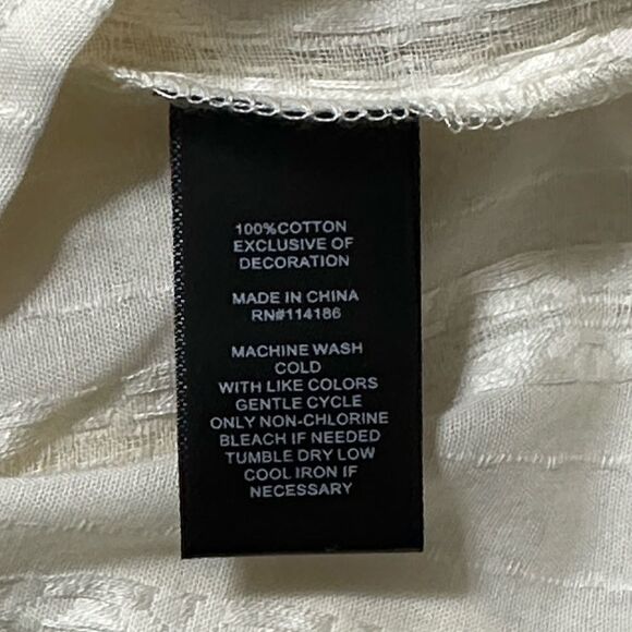 FRYE Marshmallow Ivory Cotton Crochet Lace 3/4 Sleeve Button Front Boho Blouse - Picture 14 of 14